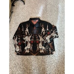 Rebel Vengeance AOP Tapestry‎ Shirt Jacket Jesus Bible Angels Mens 3XL  NEW